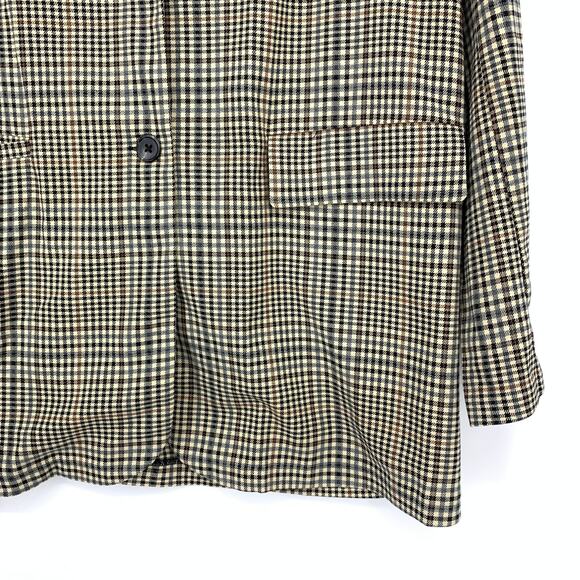 Urban Outfitters Two Button Long Line Blazer Jacket Womens Sz M Tan Black Plaid - Picture 4 of 7